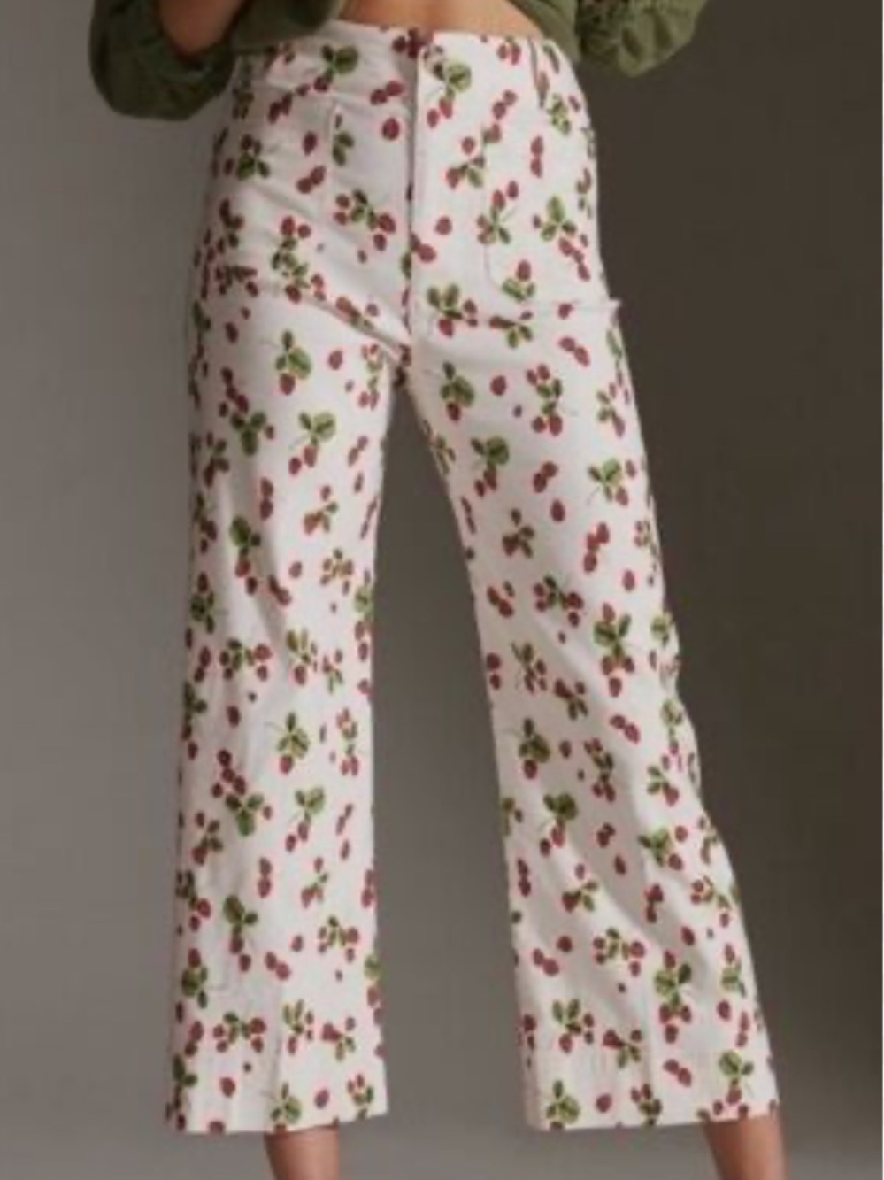 Maeve The Colette High-Rise Cropped Strawberry Pants Anthropologie Size 27